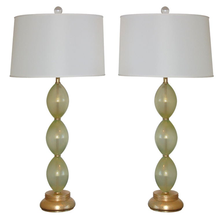 Vintage Barovier 
Toso Stacked Egg Murano Lamps