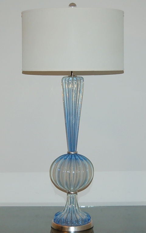Italian Single Soft Cerulean Blue Opaline Murano Lamp