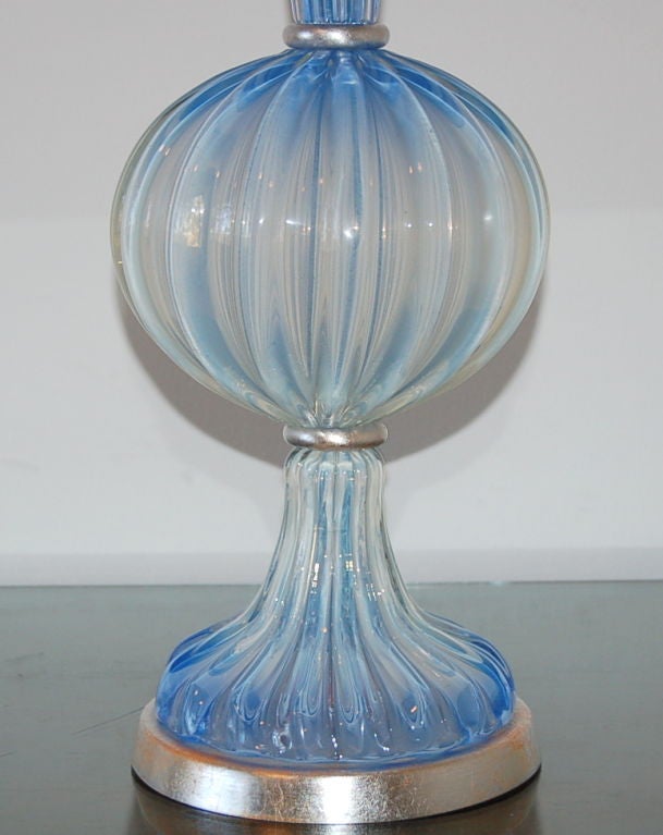 20th Century Single Soft Cerulean Blue Opaline Murano Lamp