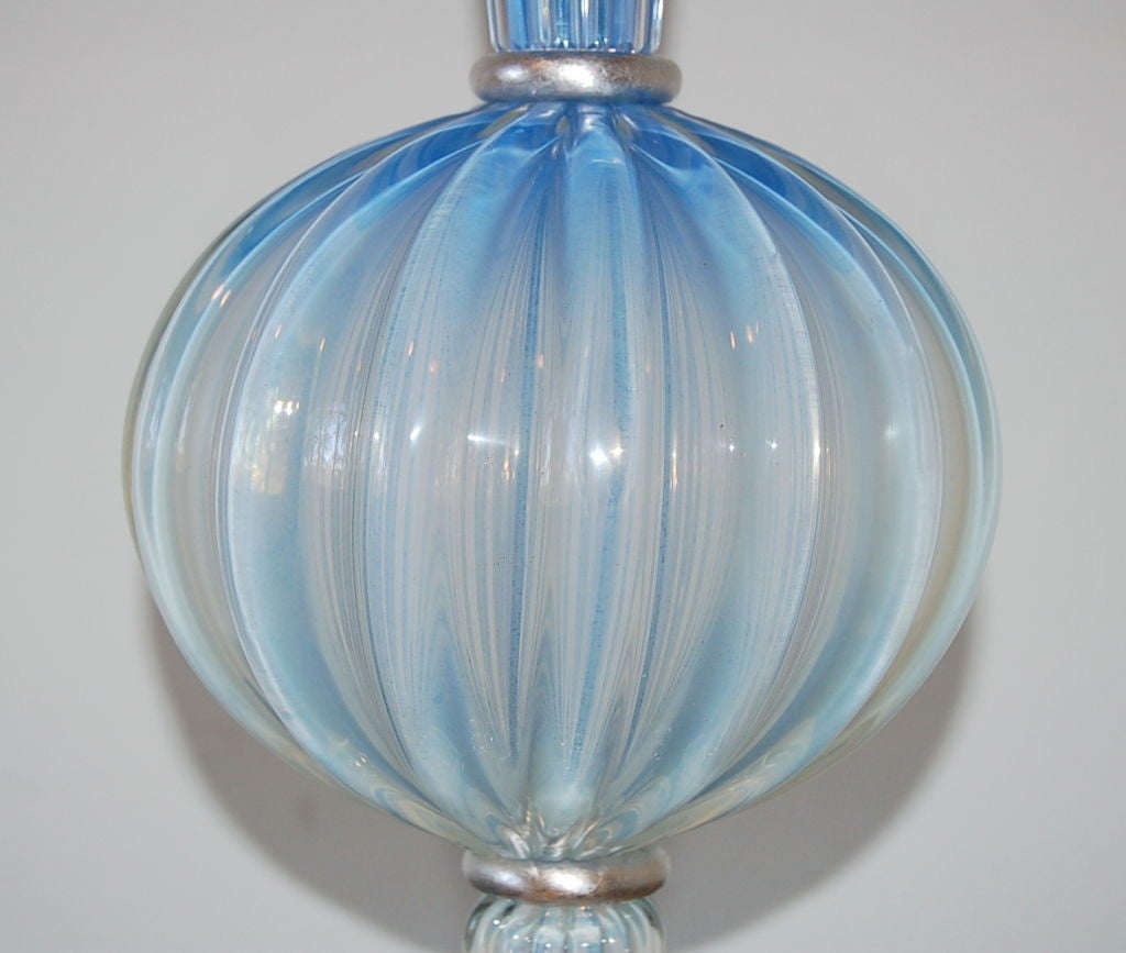 Murano Glass Single Soft Cerulean Blue Opaline Murano Lamp