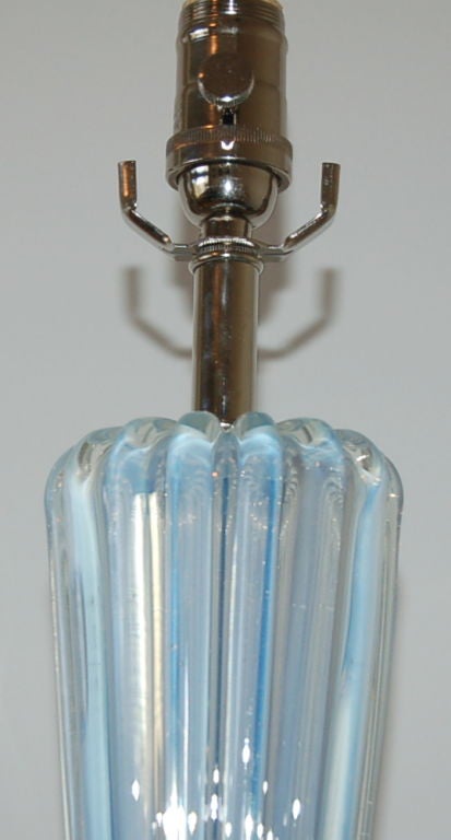 Single Soft Cerulean Blue Opaline Murano Lamp 1