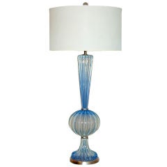 Single Soft Cerulean Blue Opaline Murano Lamp