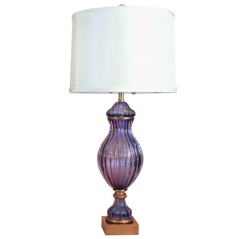 Purple Murano Glass Lamp by Seguso for Marbro For Sale