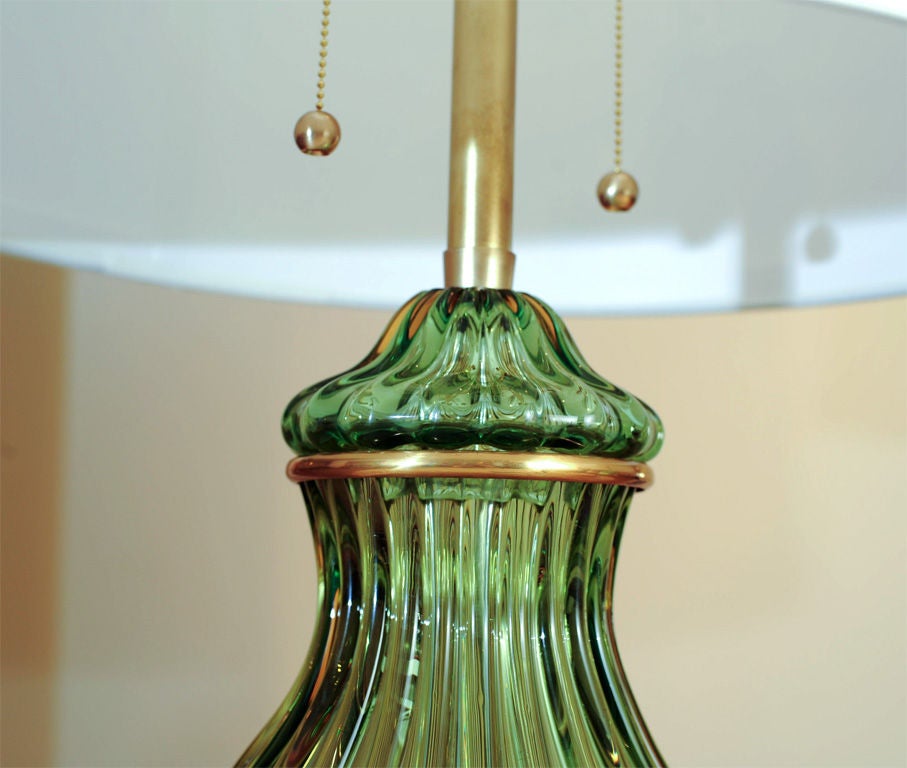 Italian Green Murano Table Lamp by Marbro For Sale