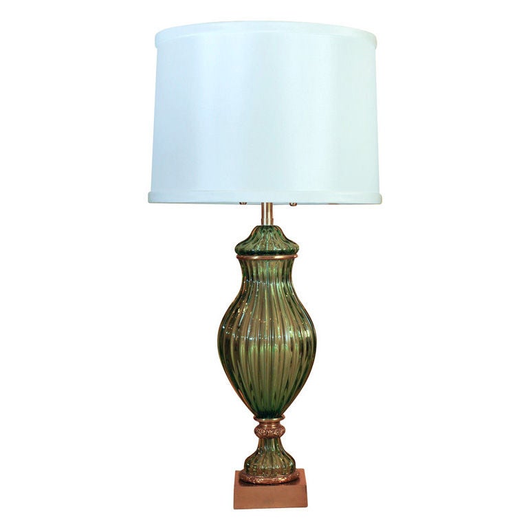 Green Murano Table Lamp by Marbro For Sale