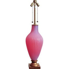 Vintage The Marbro Lamp Company - Archimedes Seguso Murano Lamp in Raspberry Sherbet