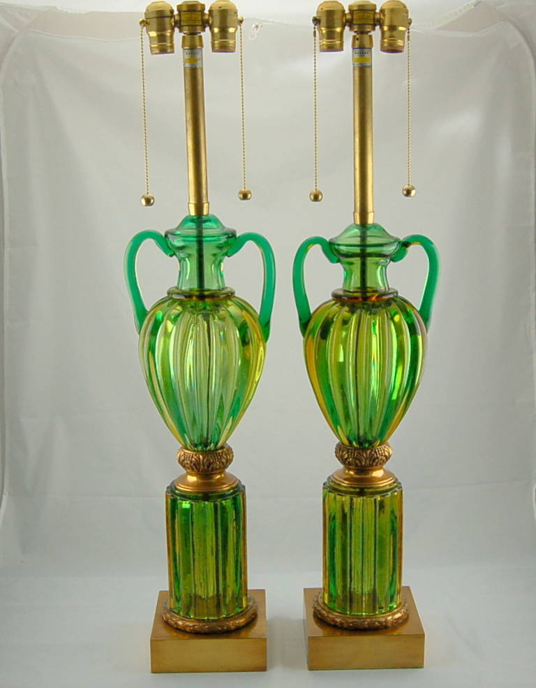 Hollywood Regency Pair of Vintage Murano Loving Cups by The Marbro Lamp Company For Sale