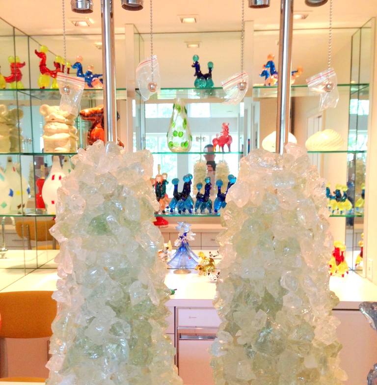 Pair of Rock Candy Lamps in Ice by Swank Lighting 1