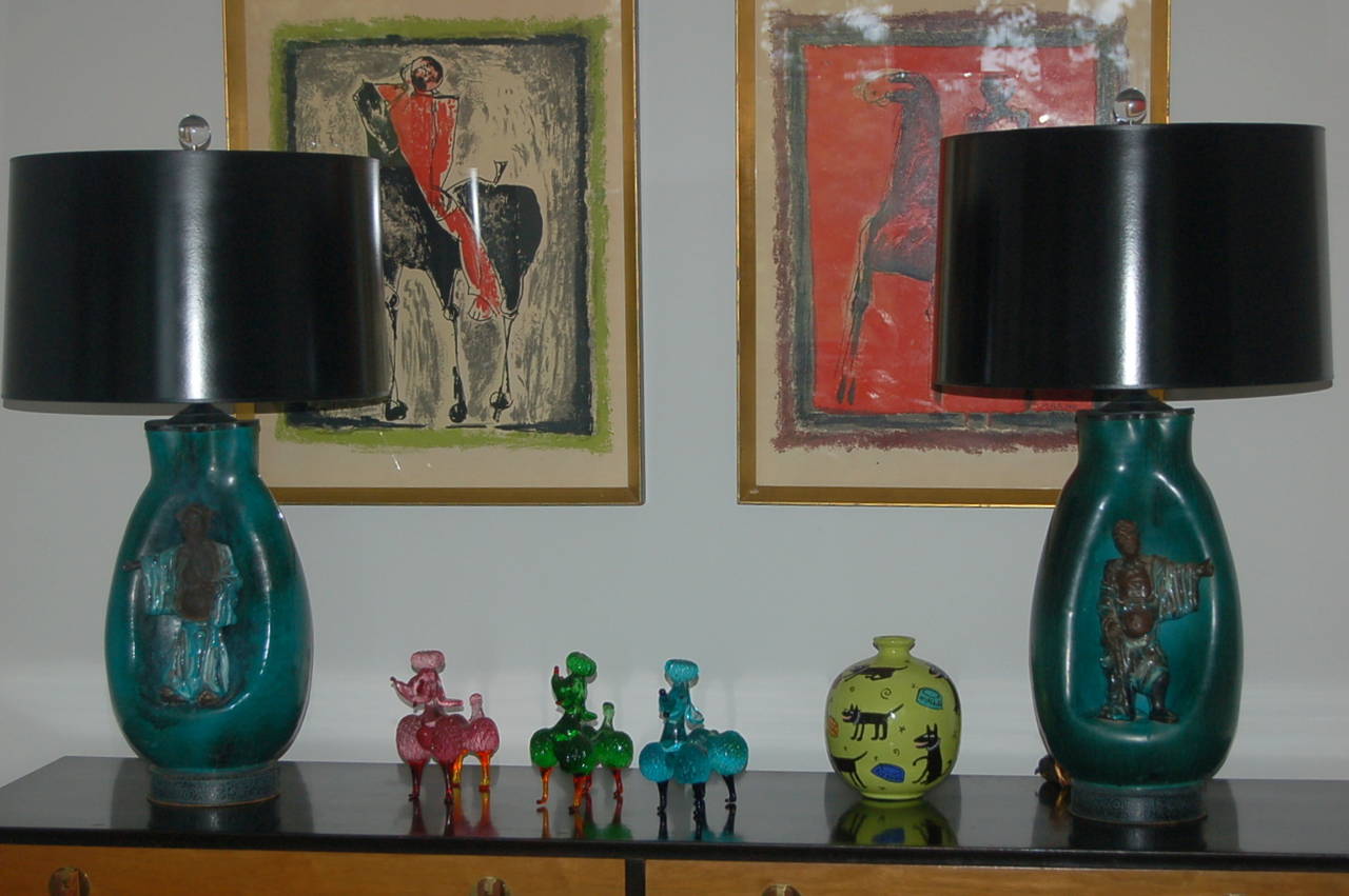 Green Chinese Scholar Lamps by Fantoni For Sale 2
