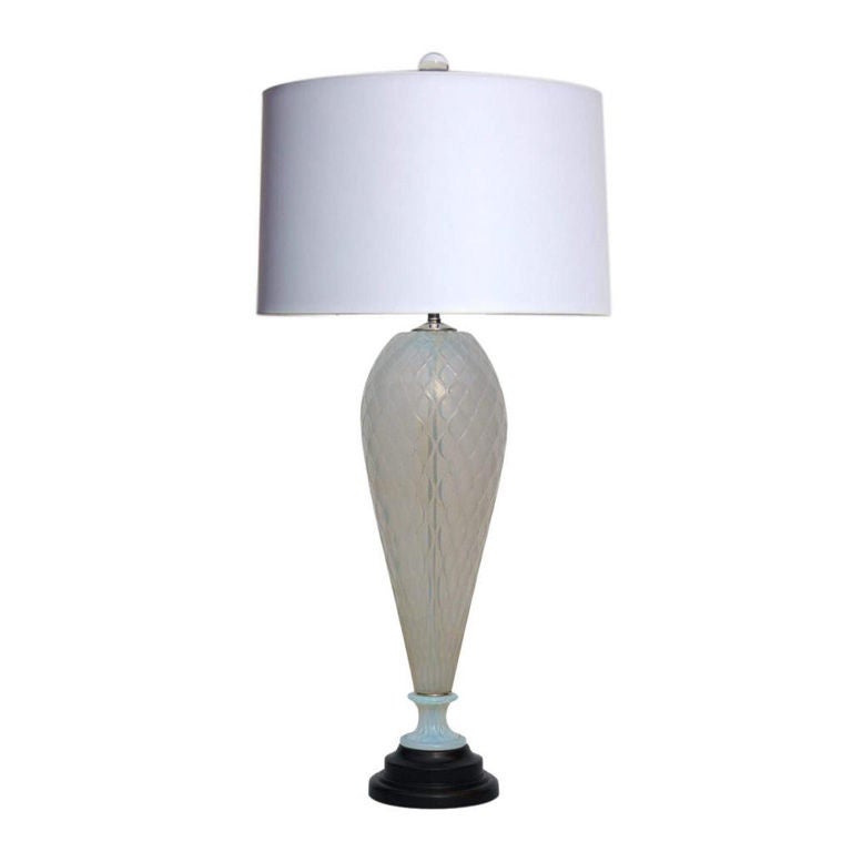 Vintage Murano Lamp in White Opaline For Sale