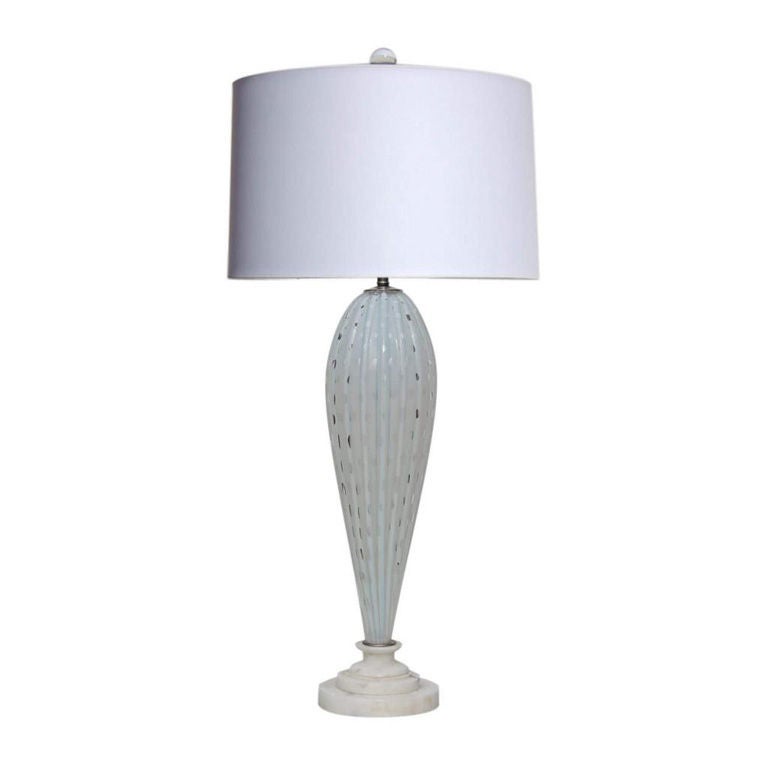 White Opaline Murano Teardrop Table Lamp Barbini For Sale