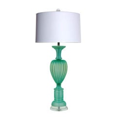 Marbro Lamp Company, Green Blue Murano Lamp with Acidato Finish