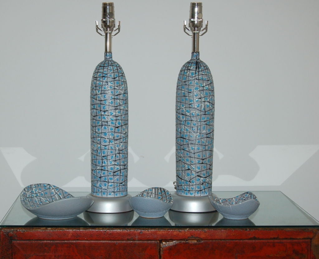 Vintage Bullet Lamps and Bowl Set from The Marbro Lamp Company