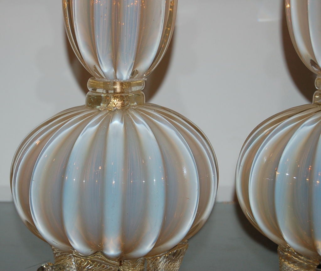 Vintage Soft Peach Opaline Murano Lamps by Archimide Seguso In Excellent Condition In Little Rock, AR