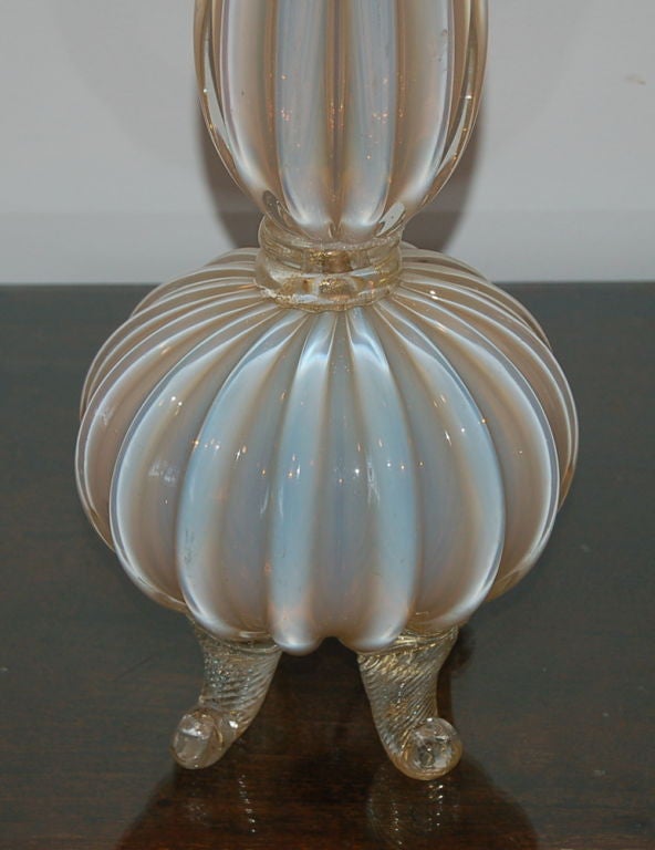 Murano Glass Vintage Soft Peach Opaline Murano Lamps by Archimide Seguso