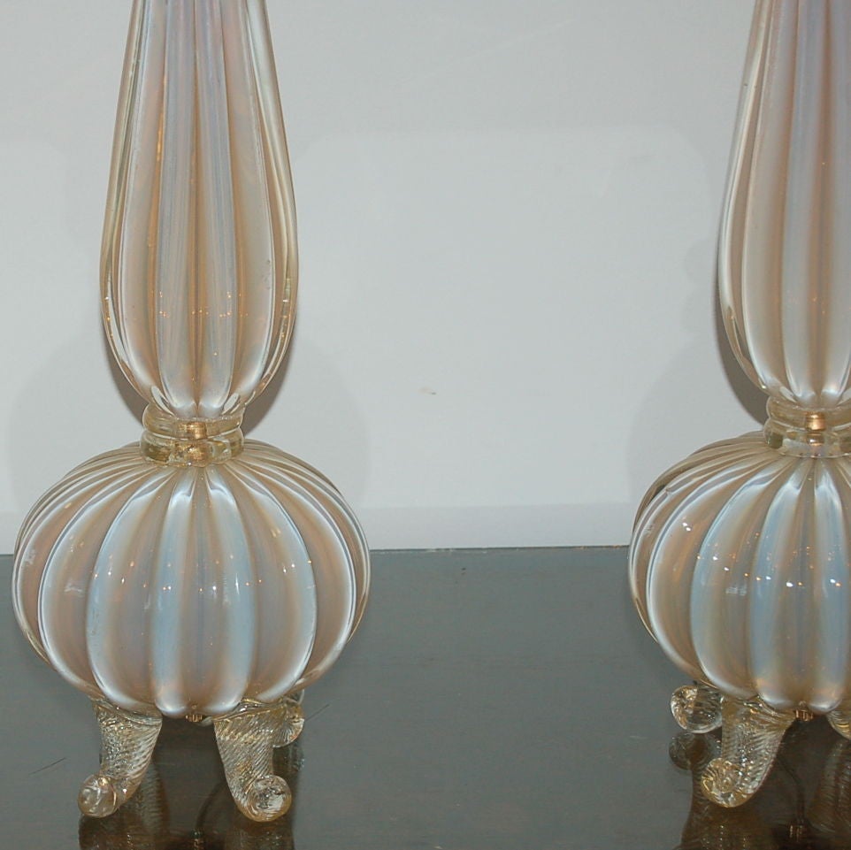Vintage Soft Peach Opaline Murano Lamps by Archimide Seguso 1