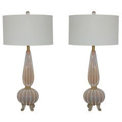 Vintage Soft Peach Opaline Murano Lamps by Archimide Seguso