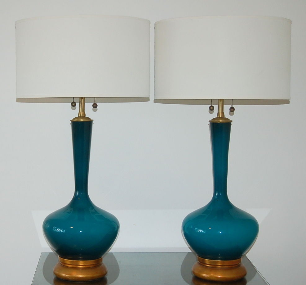 20th Century Vintage Hand Blown Swedish Glass Lamps - The Marbro Lamp Company