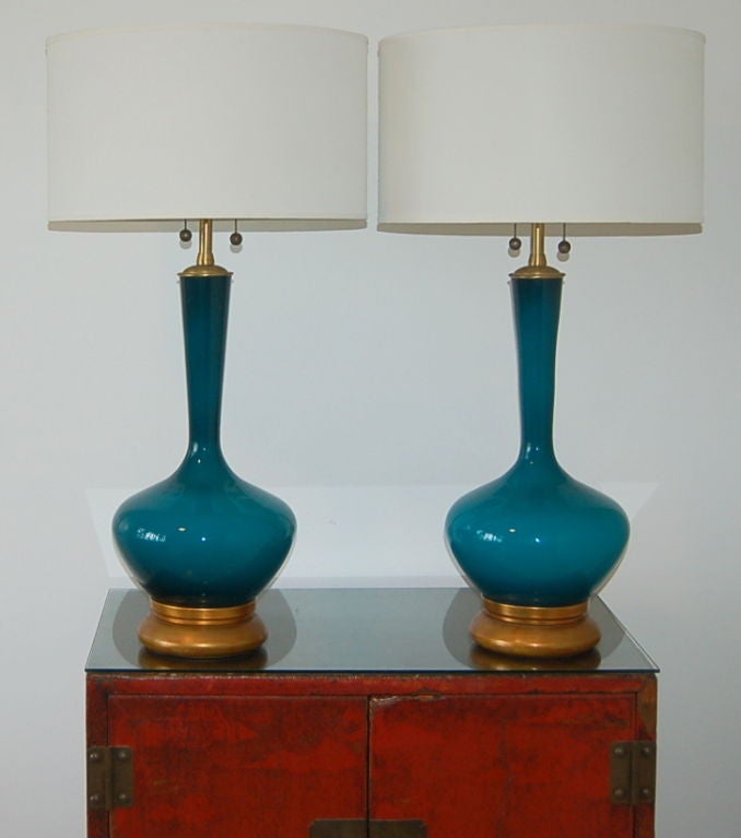 Vintage Hand Blown Swedish Glass Lamps - The Marbro Lamp Company 4