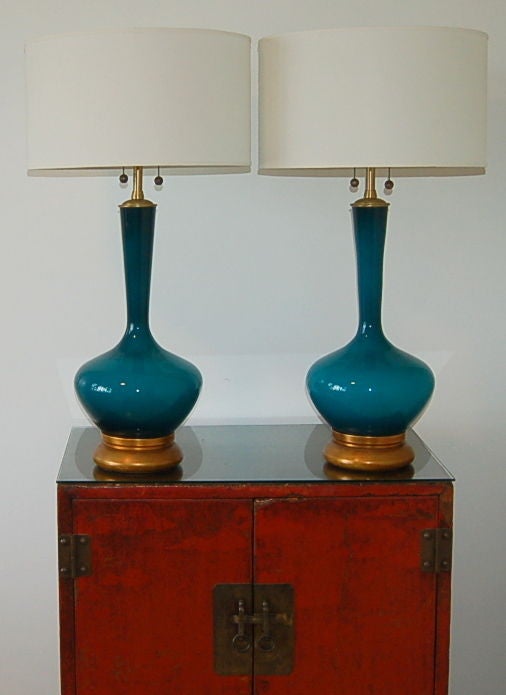 Vintage Hand Blown Swedish Glass Lamps - The Marbro Lamp Company 5