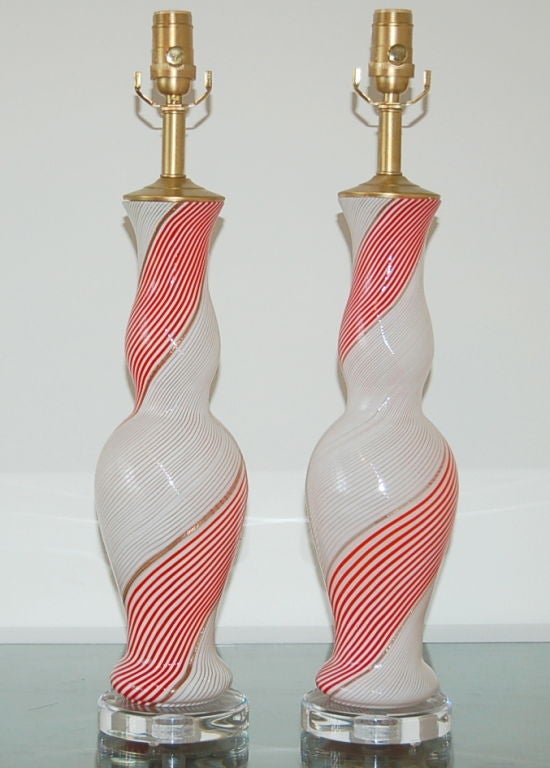 Vintage Murano Striped Lamps by Dino Martens