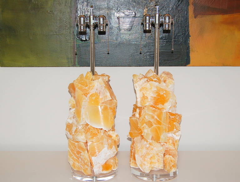Tangerine Calcite Rock Candy Lamps by Swank Lighting