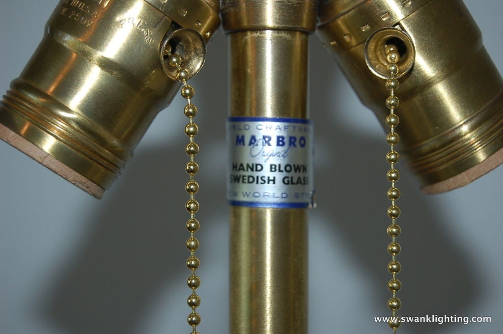 Vintage Hand Blown Swedish Glass Lamp - The Marbro Lamp Company 2