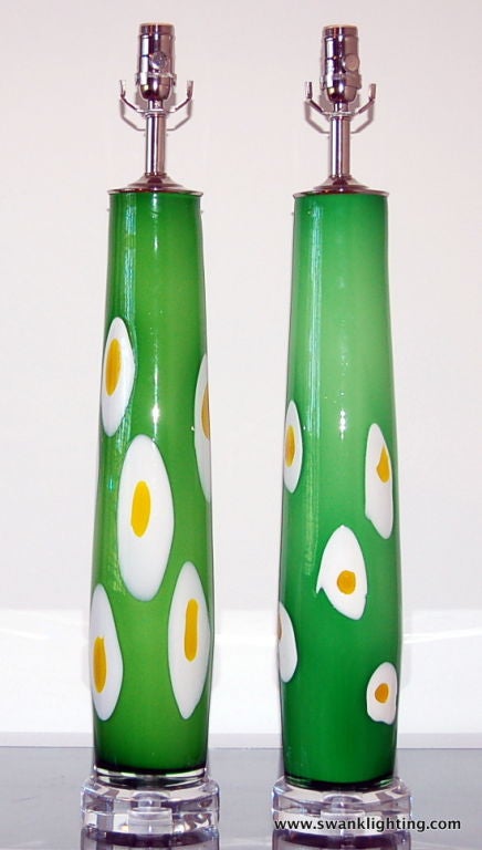 Vintage Hand Blown Fried Egg Lamps
