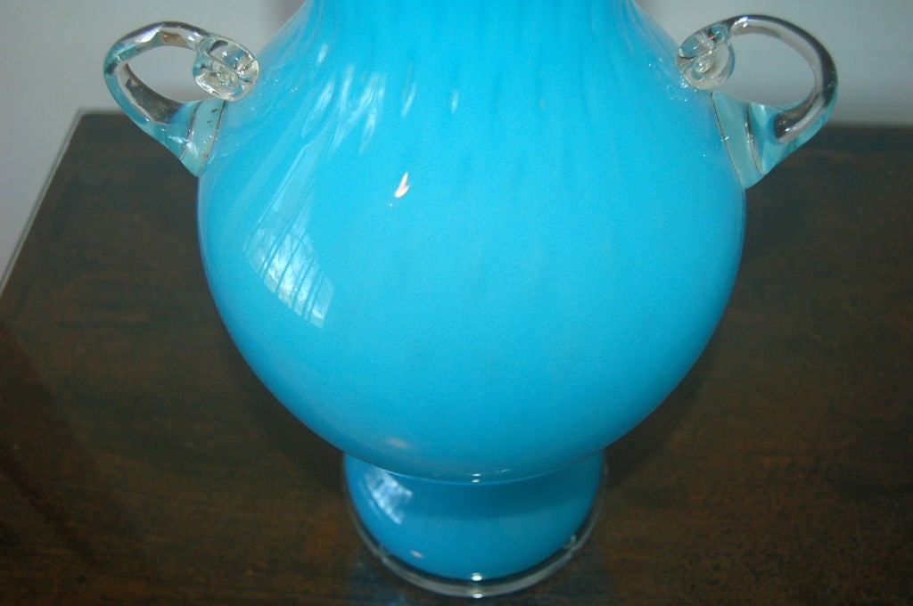 Vintage Murano Glass Urn Lamp with Handles For Sale 1