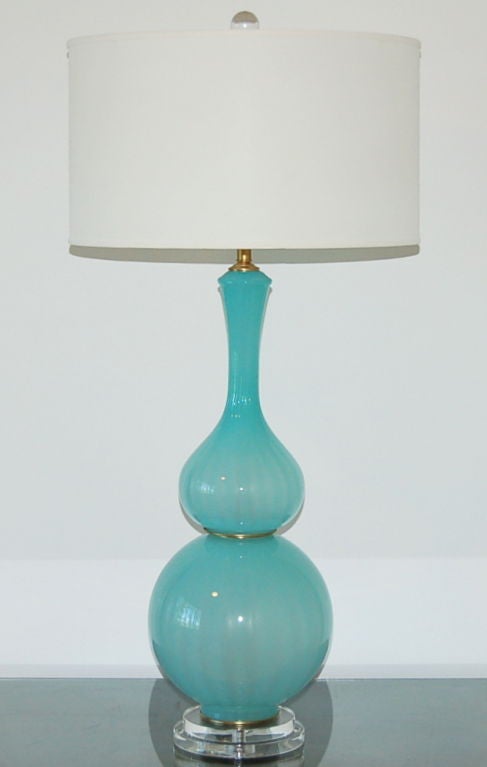 Mid-Century Modern Curvaceous Vintage Murano Lamp in Tiffany Blue Opaline For Sale