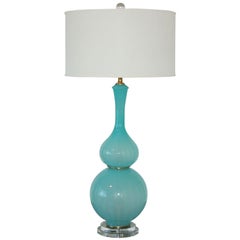 Curvaceous Vintage Murano Lamp in Tiffany Blue Opaline