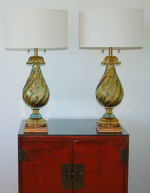 Gold Murano Table Lamps by Marbro For Sale 3