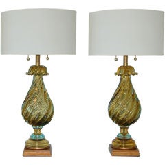 Gold Murano Table Lamps by Marbro