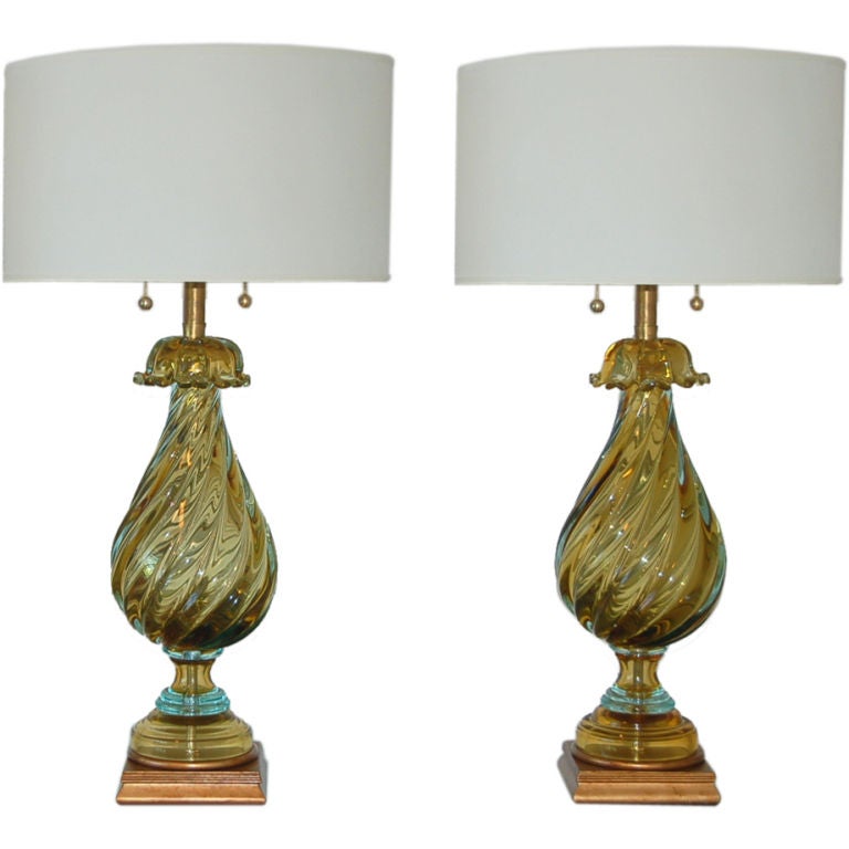 Gold Murano Table Lamps by Marbro For Sale