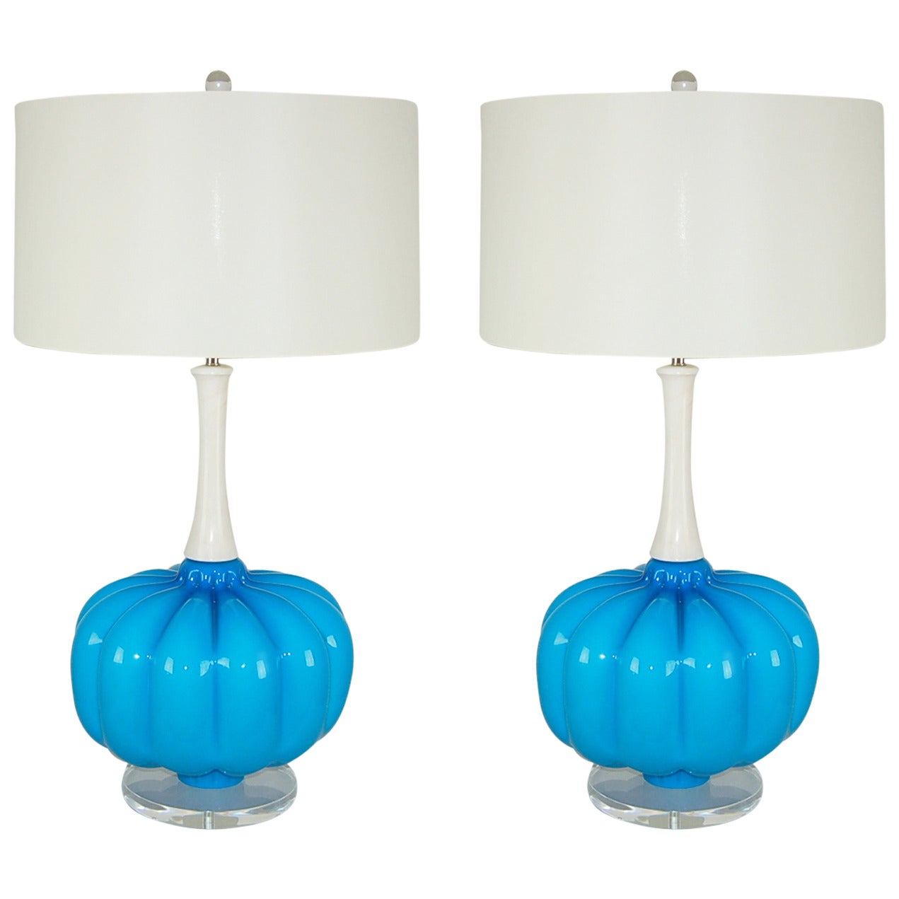 Blue Murano Table Lamps Pomodoro For Sale