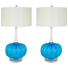 Blue Murano Table Lamps Pomodoro