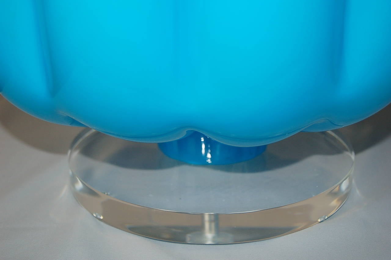 Blue Murano Table Lamps Pomodoro In Excellent Condition For Sale In Little Rock, AR
