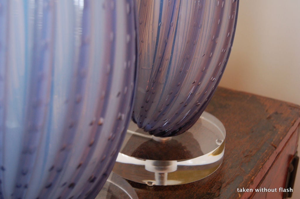 Vintage Murano Lamps in Deep Lavender Opaline In Excellent Condition For Sale In Little Rock, AR