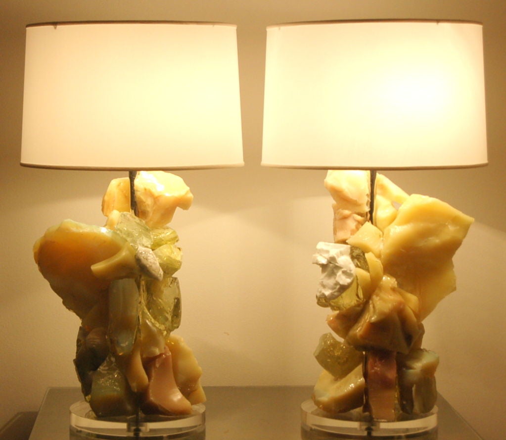 Lemon  Rock Candy Lamps by Swank Lighting In Excellent Condition For Sale In Little Rock, AR