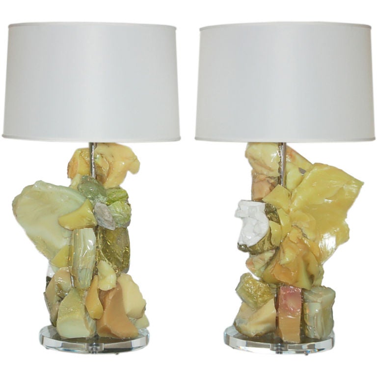 Lemon  Rock Candy Lamps by Swank Lighting For Sale