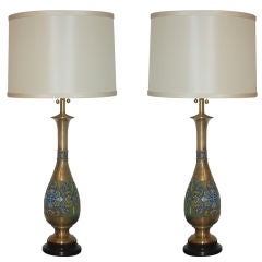 Vintage Cloisonne Brass Lamps from The Marbro Lamp Company
