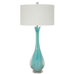 Vintage Murano Lamp in Tiffany Blue Opaline by Seguso