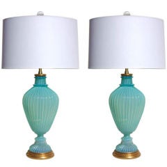 The Marbro Lamp Company - Vintage Murano Glass Lamps in Tiffany Blue