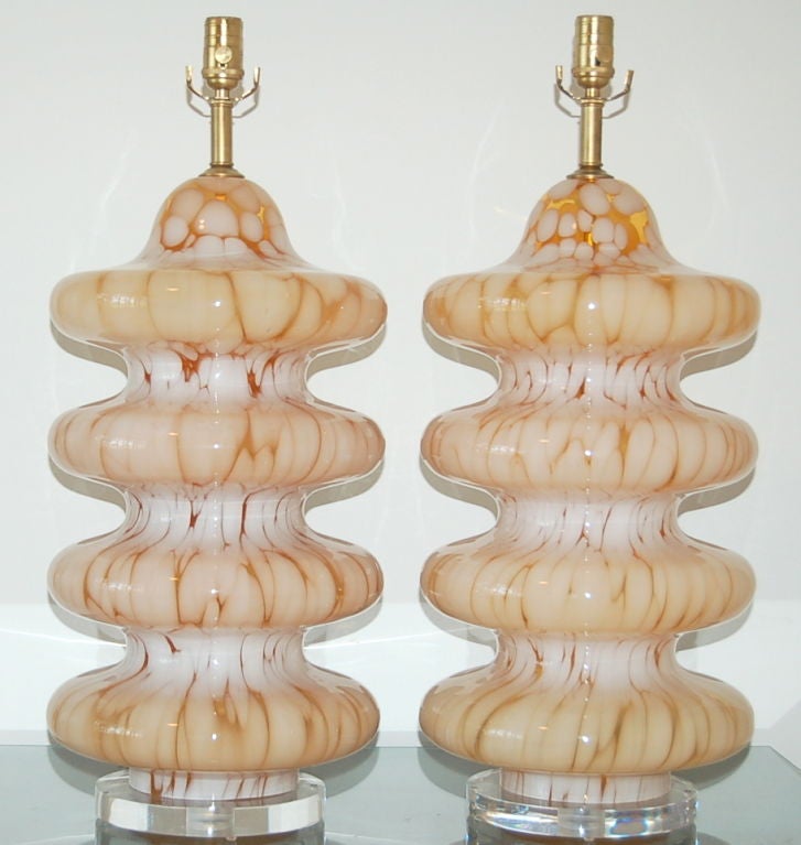 Mid-Century Modern Orange Four Tiered Murano Table Lamps For Sale