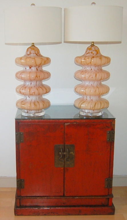 Orange Four Tiered Murano Table Lamps For Sale 2