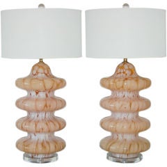 Orange Four Tiered Murano Table Lamps