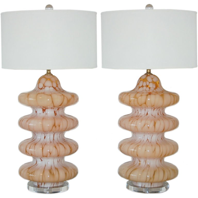 Orange Four Tiered Murano Table Lamps For Sale