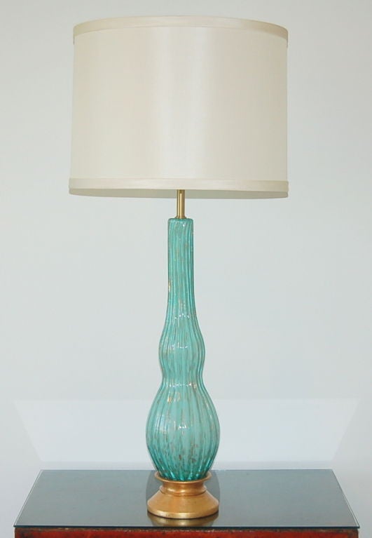 Mid-Century Modern Aqua Murano Table Lamp by Marbro For Sale