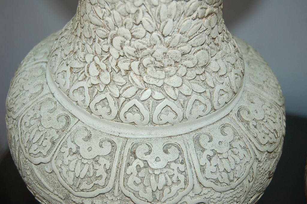 VIntage Carved Plaster Lamps with Asian Flavor 5