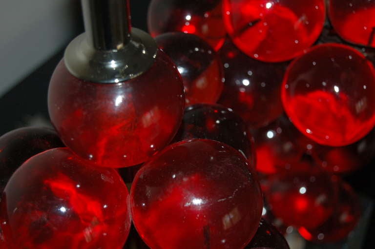 Matched Pair of Vintage Rare Red Resin Bubble Lamps by Silvano Pantani, 1966 2